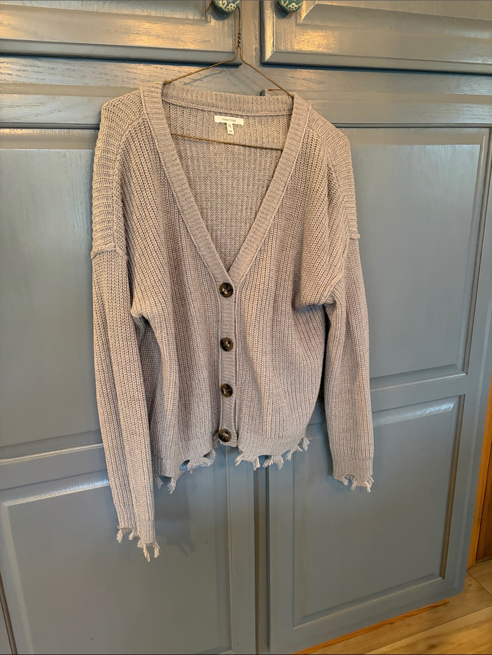 Maurices Distressed Button-Front Cardigan - Taupe